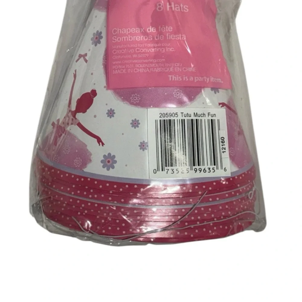 Creative Converting brand set of 8 ballet themed party hats brand new in package